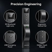 KROVI PR09 OEM/ODM Tuya Wifi Smart Kunci Digital Pengenal Wajah dengan Video dan Kamera untuk Pintu Kayu, Cocok untuk Proyek