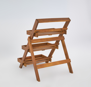 Exhibidor de Madera Plegable de 3 Niveles Personalizado al por Mayor, Soporte para Macetas de Acacia, Estante para Macetas de Jardín con Estante Decorativo - Product Image 2
