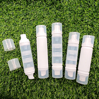 Flacon pompe airless double compartiment blanc transparent 5/10 ml pour crème visage, parfum, vaporisateur atomiseur à fine brume
