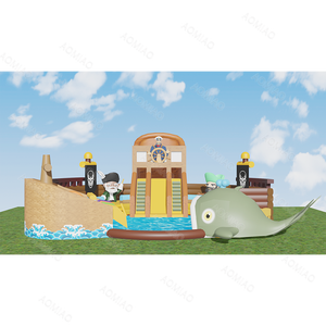 Parque Acuático Inflable con Tobogán y Temática Pirata para Alquilar, Ideal para Jardín - Product Image 4