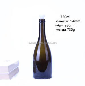 Bouteille de vin en verre ambré de 750 ml, bouteille de champagne pétillante pour vin rouge, vin mousseux avec bouchon en liège - Product Image 6
