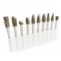 Ensemble de fraises en alliage dur 10 pièces avec un diamètre de poignée de 3.0mm, adapté aux forets de rectifieuse et aux têtes de meulage en acier au tungstène