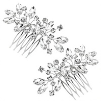 Peigne à cheveux en cristal Marquise, alliage argenté, strass, pour femmes et filles, mariage, bal de promo, coiffure élégante, scintillante