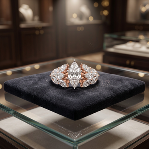แหวนเพชรทรงมาร์คีส์ที่ได้รับการรับรองจาก IGI พร้อมเพชรทรงมาร์คีส์ด้านข้าง ทอง 10K 14K 18K เงิน 925 935 เครื่องประดับชั้นดี - Product Image 1
