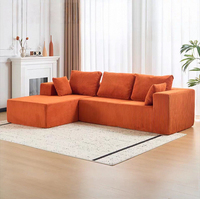 Canapé Chesterfield en tissu de luxe contemporain 3 places, ensemble modulaire sectionnel pour salon et hôtel, avec coussin structurel à extrémité ouverte