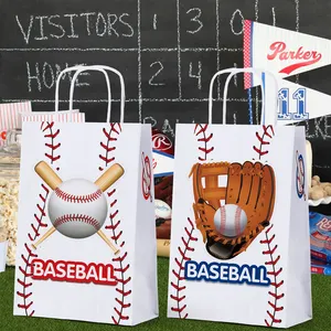 Baseball Sports Thème Party Favor Sacs Cadeau Joyeux Anniversaire Papier Cadeau Sac avec Poignée pour Articles de Fête