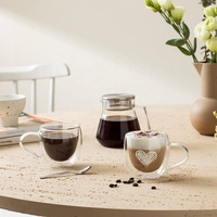 Mug à café en verre borosilicate à double paroi, fait main, de haute qualité, directement de l'usine, personnalisé, sans BPA, isolé thermiquement