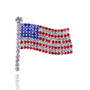 Épingles à revers patriotiques en cristal transparent bleu rouge avec drapeau américain, livraison rapide, pour le 4 juillet, pour la décoration - Product Image 6