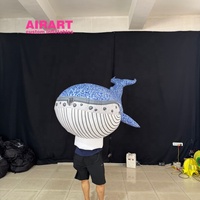 Costume de baleine gonflable sur le thème de l'océan, costume de poupée de requin de dessin animé gonflable pour spectacle de rue, performance sur scène