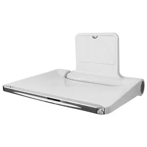 Blanco pared foldabel escritorio del cuarto de baño de plástico montado en la pared de la ducha plegable asiento silla para baño
