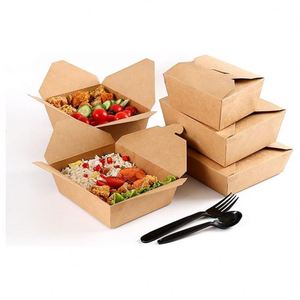 Factory Wholesale Greaseproof Matt Lamination Custom Services Portable Fast Food Packaging Box Microwaveable Kraft <b>Brown</b> Paper - Product Image 1