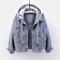 Veste en jean à capuche de haute qualité pour femme, coupe oversize, bleu clair, style streetwear décontracté, coupe ample
