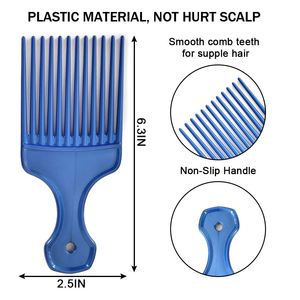 ชุดหวี Afro แบบซี่กว้าง 6 ชิ้น ขนาด 6.3 นิ้ว คุณภาพระดับซาลอน ทำจากพลาสติก มี 6 สี สำหรับผู้หญิงและผู้ชายที่มีทรงผมหยิก - Product Image 2