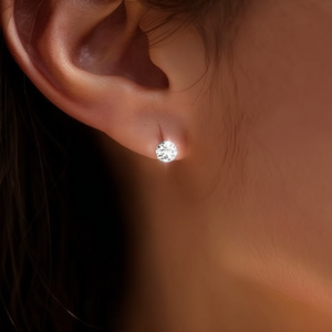 Orecchini a lobo ILAN con diamanti bianchi rotondi da 5mm, 6mm, 8mm - Gioielli alla moda - Product Image 3