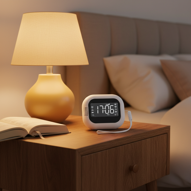 Modern FM Radio Bedroom Bed Alarm Clock in Watch Bedside Lamp Charger Vibrating Digital Wireless Battery Operated Heavy Sleepers