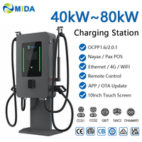Station de recharge rapide commerciale DC EV à double borne 40kW 60kW 80kW CCS2 OCPP RFID pour hôtels, bureaux et parkings