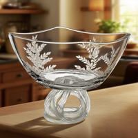 Bol en verre cristal de haute qualité avec Style de feuille de Base en forme de noeud pour le salon Table basse fête de mariage tenue de fruits secs