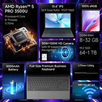 New 15.6-inch AMD Ryzen 5 3500U with IPS Display High-performance Cooling English Keyboard and Windows 11 System Business Laptop