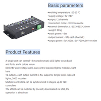 Controlador LED RGB RGBW para tira de luces LED, controlador programable de 12 canales con USB, 5A 12CH X, para 3528 y 5050