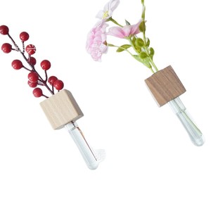 Wall Vase Magnetic Glass Tube With Wooden Cap For Refrigerator Home Office Decoration - Product Image 3
