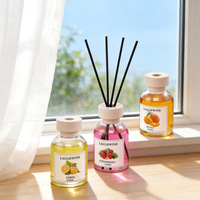 Série de parfums d'intérieur aux senteurs fruitées, diffuseur sans flamme avec liquide coloré et bâtonnets en rotin, désodorisant pour salles de bain
