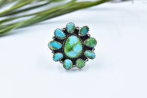 Handmade Sonoran Mountain Turquoise Adjustable <b>Ring</b> Sterling Silver <b>Statement</b> <b>Ring</b> for Women - Product Image 5