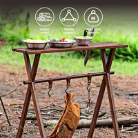 Table de pique-nique en hêtre, support extérieur, polyvalent, pliable, avec crochet, mignon