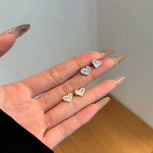 Pendientes de Plata de Ley 925 con Baño de Rodio y Oro de 14K, con Circonita Cúbica 5A, Diseño de Corazón, para Mujer, Nueva Llegada de Dylam - Product Image 2