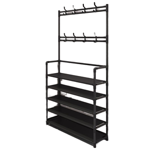 <span class=keywords><strong>Scarpiera</strong></span> Industriale in Stile Tubolare <span class=keywords><strong>con</strong></span> Appendiabiti, Scaffale Portascarpe Multilivello, Campione Disponibile (1 Pezzo) - Product Image 5