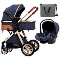 Poussette de luxe noire réglable, norme allemande, légère, V9, poussettes pour bébés, 4 en 1, poussette pour bébé avec siège auto, 3 en 1