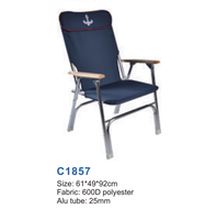 Caravan Premium Recliner Pliant Xl Inclinable Pliant Rembourré Marine Rembourré Aluminium Chaise Longue-Dossier Haut