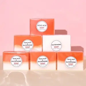 Vente en gros de savon naturel nourrissant pour le corps 100g de savon à l'acide kojique avec sac de gommage 200g de savon de bain au glutathion éclaircissant pour la peau