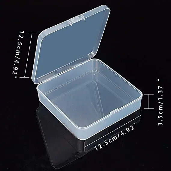 Cassetta degli attrezzi quadrata in plastica trasparente di dimensioni Multiple con coperchi per piccoli prodotti