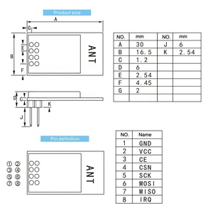 AS01-ML01DP6 <strong>SPI</strong> nRF24L01+PA+LNA 2.4Ghz 100mW 1.2km PCB antenna IOT wireless transceiver module 2.4G rf module with shield