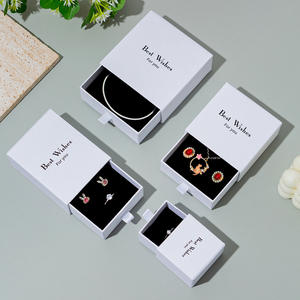 Caja de joyería rectangular personalizada cubierta para clima cálido con cajón deslizante para pulsera, collar, pendiente, embalaje - Product Image 4