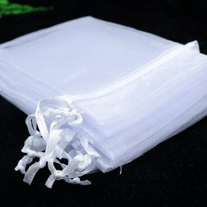 Vente chaude Pack <span class=keywords><strong>100</strong></span> Pcs Moderne Blanc Maille Cordon <span class=keywords><strong>Organza</strong></span> Cadeau De Noël Sacs Double pour Salle De Bains Bijoux Bonbons De Stockage - Product Image 6