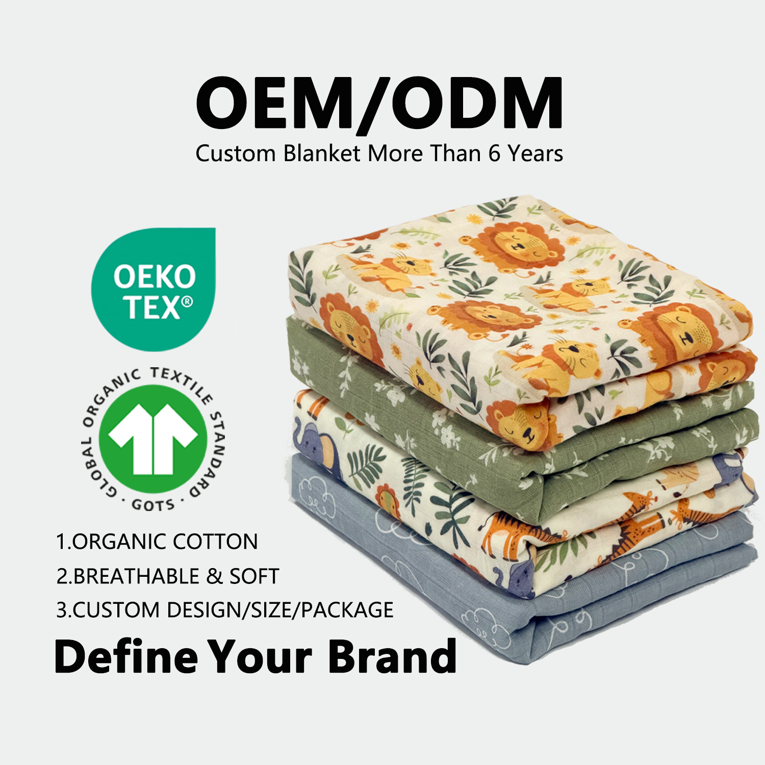 Custom Popular Baby Muslim Bedding Blanket Organic Bamboo Cotton Newborns Soft Fabric Muslin Baby Swaddle Blanket For Sale