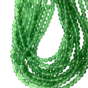 ลูกปัดหยกธรรมชาติสีเขียว ขนาด 6 มม. ลูกปัดหยกคุณภาพสูงสีเขียว - Product Image 1