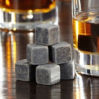 Juego de regalo de whisky de piedra de whisky natural, rocas de cubitos de hielo reutilizables, piedras frías con pinzas, caja de madera, juego de regalo de piedras de whisky