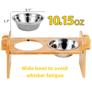 Özel Logo WDF ahşap pet besleyici yükseltilmiş kedi kase ayarlanabilir yükseklik yükseltilmiş köpek maması kasesi tutucu bambu Pet besleyici - Product Image 2