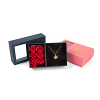 Boîte à bijoux en carton rigide de luxe avec fenêtre en PVC pour collier, bague, boucles d'oreilles, cadeau de la Saint-Valentin, cadeau de fête
