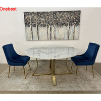 Table de salle à manger ronde en marbre avec base en métal doré Meubles et chaises de table design pour la maison