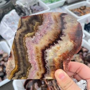 Venta al por mayor de losa de fluorita natural de Kazajstán, símbiosis Super Siete, cuarzo rutilado de jardín, cristal en rodajas para decoración. - Product Image 5