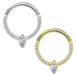 Anneau de nez articulé en acier inoxydable, forme goutte d'eau, serti de griffes, pour piercing, bijou cadeau - Product Image 5