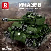 Reobrix 77030 Nueva Serie de Tanques, Modelo de Tanque de Batalla Principal de la Segunda Guerra Mundial, Bloques de Construcción para Exhibición en Escritorio, Juguetes DIY para Niños, Regalo, Sets de Bloques de Construcción