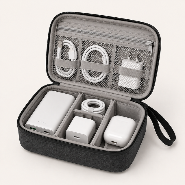 EVA Digital Cable Management Case Portable Organizer Bag for Charging Cords USB Accessories Earphones and Small Electronics