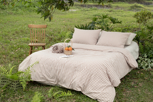 Taie d'oreiller en coton tissé à carreaux gingham marron, prélavée, 100 % coton, pour hôtel et maison, prix de gros - Product Image 6