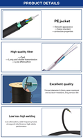 2 4 6 8 12 24 48 Cable de fibra óptica de miembro de fuerza de modo único para exteriores GYFTY