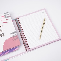 Carnet personnalisé à spirale avec reliure métallique, journal, agenda, papeterie, carnet en lin avec anneaux dorés