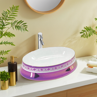 Lavabo de salle de bain de luxe Offre Spéciale Lavabo d'art de couleur rose Lavabo de comptoir en céramique Labavo